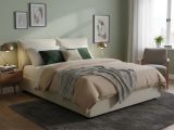Letto matrimoniale contenitore beige 175x215cm con materasso - Amy