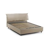 Letto matrimoniale contenitore beige 175x215cm con testiera imbottita - Apaia