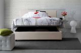 Letto matrimoniale contenitore beige 175x215cm rivestito in tessuto - Arcan