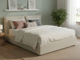 Letto matrimoniale contenitore beige 190x215cm con testiera imbottita - Alizarin