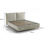 Letto matrimoniale contenitore beige 190x225cm rivestito in tessuto - Aghineo