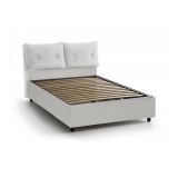 Letto matrimoniale contenitore bianco 175x205cm con testiera imbottita - Mercede