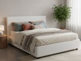 Letto matrimoniale contenitore bianco 175x205cm struttura in legno - Ashlee