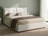 Letto matrimoniale contenitore bianco 175x215cm con testiera imbottita - Arron