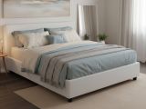 Letto matrimoniale contenitore bianco 175x215cm design - Aluin