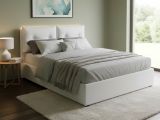 Letto matrimoniale contenitore bianco 175x215cm rivestimento in ecopelle - Aylyn