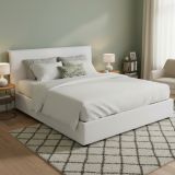 Letto matrimoniale contenitore bianco 175x215cm rivestito in tessuto - Arcan