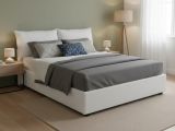 Letto matrimoniale contenitore bianco 175x215cm sfoderabile - Aris
