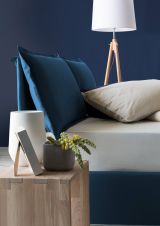Letto matrimoniale contenitore blu 175x215cm materasso incluso - Amy