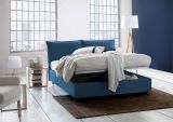 Letto matrimoniale contenitore blu 175x215cm materasso incluso - Amy