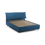 Letto matrimoniale contenitore blu 175x215cm rivestito in tessuto - Apaia