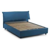 Letto matrimoniale contenitore blu 175x215cm rivestito in tessuto - Apaia