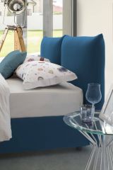 Letto matrimoniale contenitore blu 190x225cm sfoderabile - Aghineo