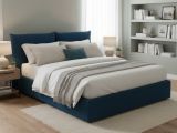 Letto matrimoniale contenitore blu 190x225cm sfoderabile - Aghineo