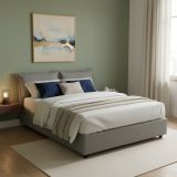 Letto matrimoniale contenitore grigio 175x205cm con materasso - Amelinda