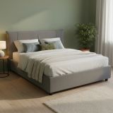 Letto matrimoniale contenitore grigio 175x215cm rivestito in tessuto - Ambassador