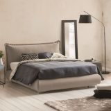 Letto matrimoniale contenitore grigio 180x220cm rivestito in tessuto - Geras