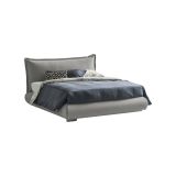 Letto matrimoniale contenitore grigio 180x220cm rivestito in tessuto - Geras