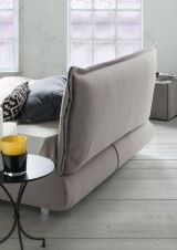 Letto matrimoniale contenitore grigio 180x220cm rivestito in tessuto - Geras