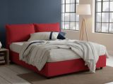 Letto matrimoniale contenitore rosso 175x215cm rivestito in tessuto - Aris
