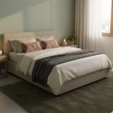 Letto matrimoniale contenitore tortora 175x205cm imbottito - Nessuna