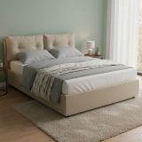 Letto matrimoniale contenitore tortora 175x205cm rivestimento in ecopelle - Hanoi