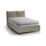 Letto matrimoniale contenitore tortora 175x205cm rivestimento in ecopelle - Hanoi