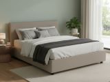 Letto matrimoniale contenitore tortora 175x205cm rivestimento in ecopelle - Scolecite