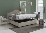 Letto matrimoniale contenitore tortora 175x205cm rivestimento in tessuto - Abigael