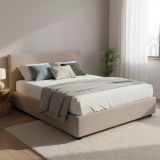 Letto matrimoniale contenitore tortora 175x205cm rivestito in tessuto - Ashlee