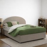 Letto matrimoniale contenitore tortora 175x215cm con testiera arrotondata - Ayur