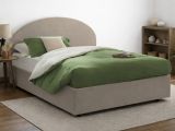 Letto matrimoniale contenitore tortora 175x215cm con testiera arrotondata - Ayur