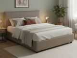 Letto matrimoniale contenitore tortora 175x215cm resistente - Ambassador