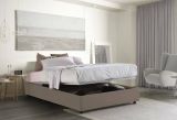 Letto matrimoniale contenitore tortora 175x215cm rivestito in tessuto - Alaska