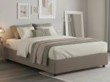 Letto matrimoniale contenitore tortora 175x215cm rivestito in tessuto - Alaska
