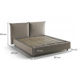 Letto matrimoniale contenitore tortora 190x225cm rivestito in tessuto - Aghineo