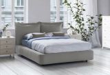 Letto matrimoniale Cornelia, Letto contenitore con rivestimento in tessuto, 100% Made in Italy, Apertura frontale, adatto per materasso 160x190 cm, Grigio