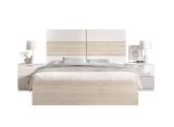 Letto matrimoniale Costello, Sommier per camera da letto, Giroletto per stanza, Struttura porta materasso, 267x205 h122 cm, Bianco e Rovere