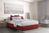 Letto matrimoniale Elisa, Letto contenitore con rivestimento in tessuto, 100% Made in Italy, Apertura frontale, adatto per materasso Cm 160x190, Rosso