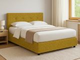 Letto Matrimoniale Giallo Ocra Sfoderabile Contenitore, Dimensione Materasso 160x190 cm - Colere