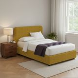 Letto Matrimoniale Giallo Ocra Sfoderabile Contenitore, Dimensione Materasso 160x190 cm - Issime