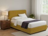 Letto Matrimoniale Giallo Ocra Sfoderabile Contenitore, Dimensione Materasso 160x190 cm - Issime
