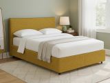 Letto Matrimoniale Giallo Ocra Sfoderabile Contenitore, Dimensione Materasso 160x190 cm - Soliera