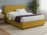 Letto Matrimoniale Giallo Ocra Sfoderabile Contenitore, Dimensione Materasso 160x200 cm - Argentina