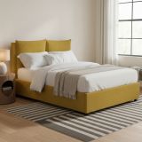 Letto Matrimoniale Giallo Ocra Sfoderabile Contenitore, Dimensione Materasso 160x200 cm - Davoli