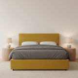 Letto Matrimoniale Giallo Ocra Sfoderabile Contenitore, Dimensione Materasso 160x200 cm - Frinco