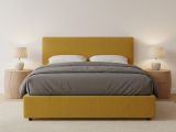 Letto Matrimoniale Giallo Ocra Sfoderabile Contenitore, Dimensione Materasso 160x200 cm - Frinco
