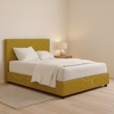 Letto Matrimoniale Giallo Ocra Sfoderabile Contenitore, Dimensione Materasso 160x200 cm - Lenta