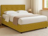 Letto Matrimoniale Giallo Ocra Sfoderabile Contenitore, Dimensione Materasso 160x200 cm - Melilli