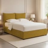 Letto Matrimoniale Giallo Ocra Sfoderabile Contenitore, Dimensione Materasso 160x200 cm - Orino